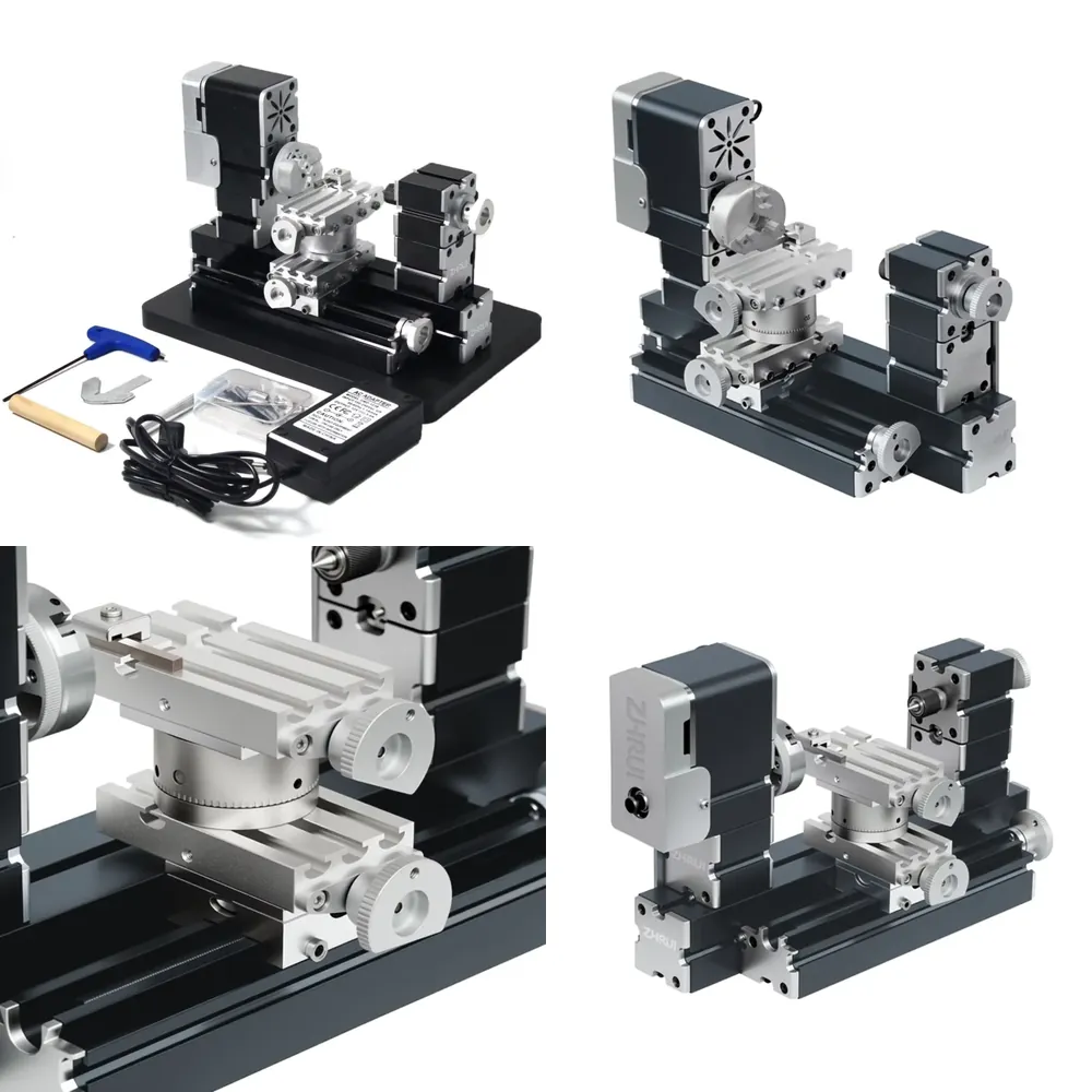 Cnc Wood Lathe Machine - Mesin Bubut Mini Logam Berputar 60W