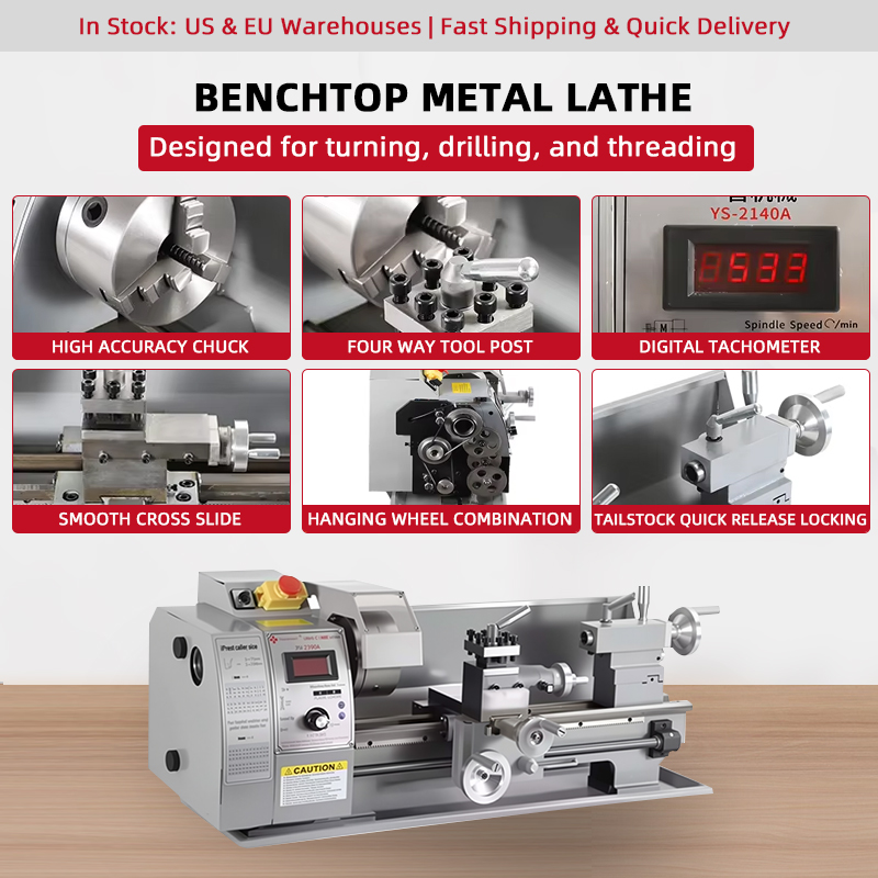 Bench Lathe 750W Metal - Mesin Bubut Logam Mini Manual Profesional
