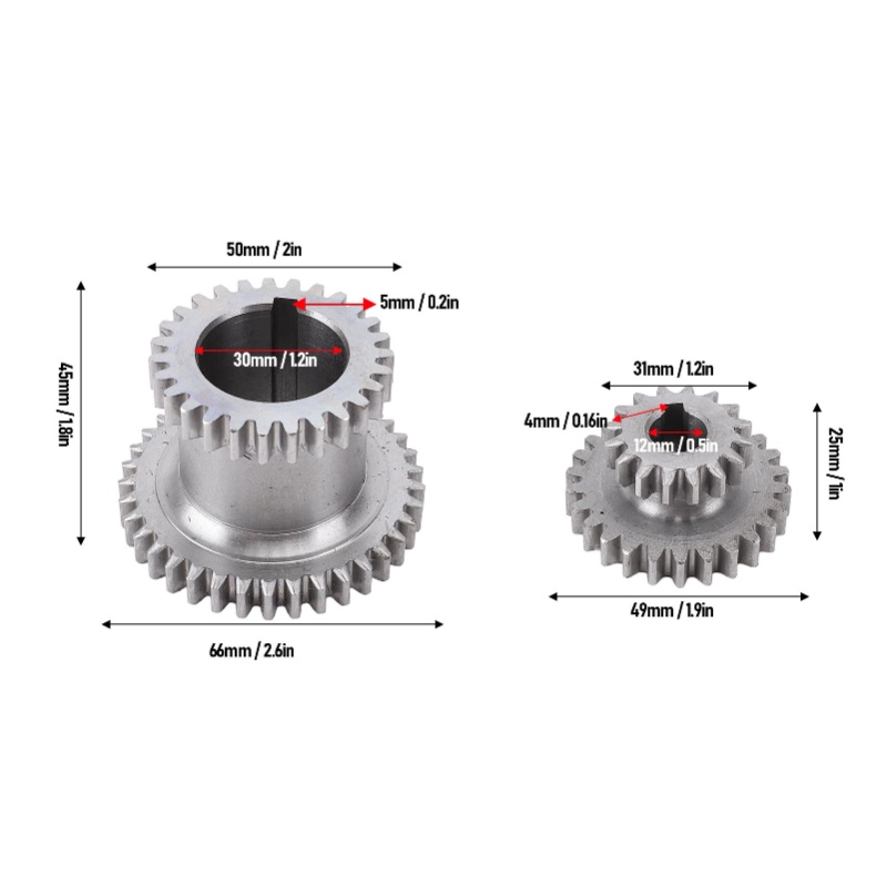 Mini Metal Lathe 7X14 - Set Gigi Logam 2 Kecepatan, Transmisi